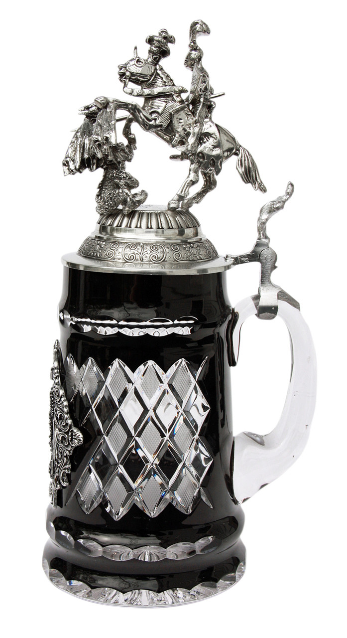 St. George Crystal Beer Stein | Crystal Dragon Slayer Stein