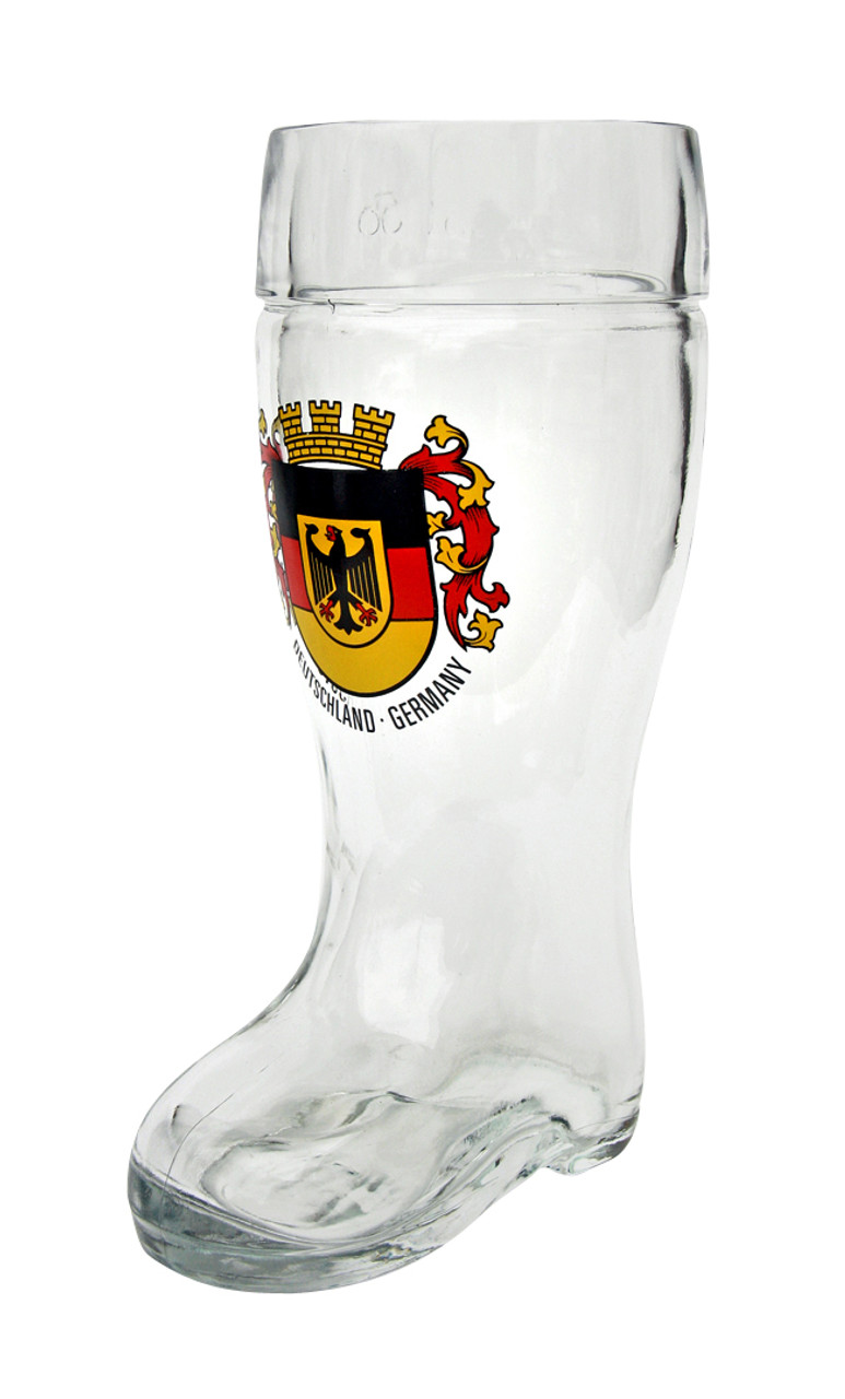 Glass Mug With Deutschland Crest - German Beer Mugs, Boots