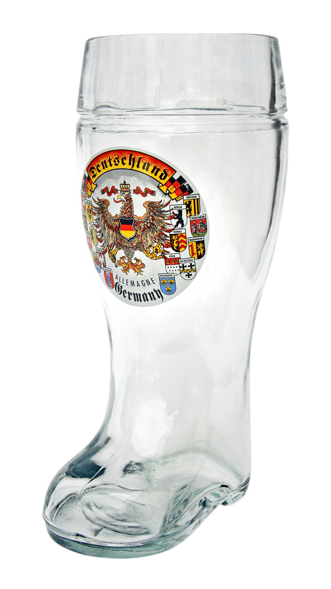 Custom Engraved Deutschland Glass Beer Boot 1 Liter