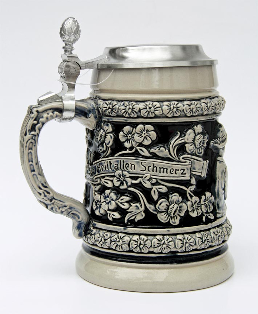 Ｇｌｕｈｅｎ～Ｄａｓ　Ｅｗｉｇｅ　Ｄａｓｅｉｎ Joyful Heart Traditional Beer Stein Cobalt - GermanSteins.com