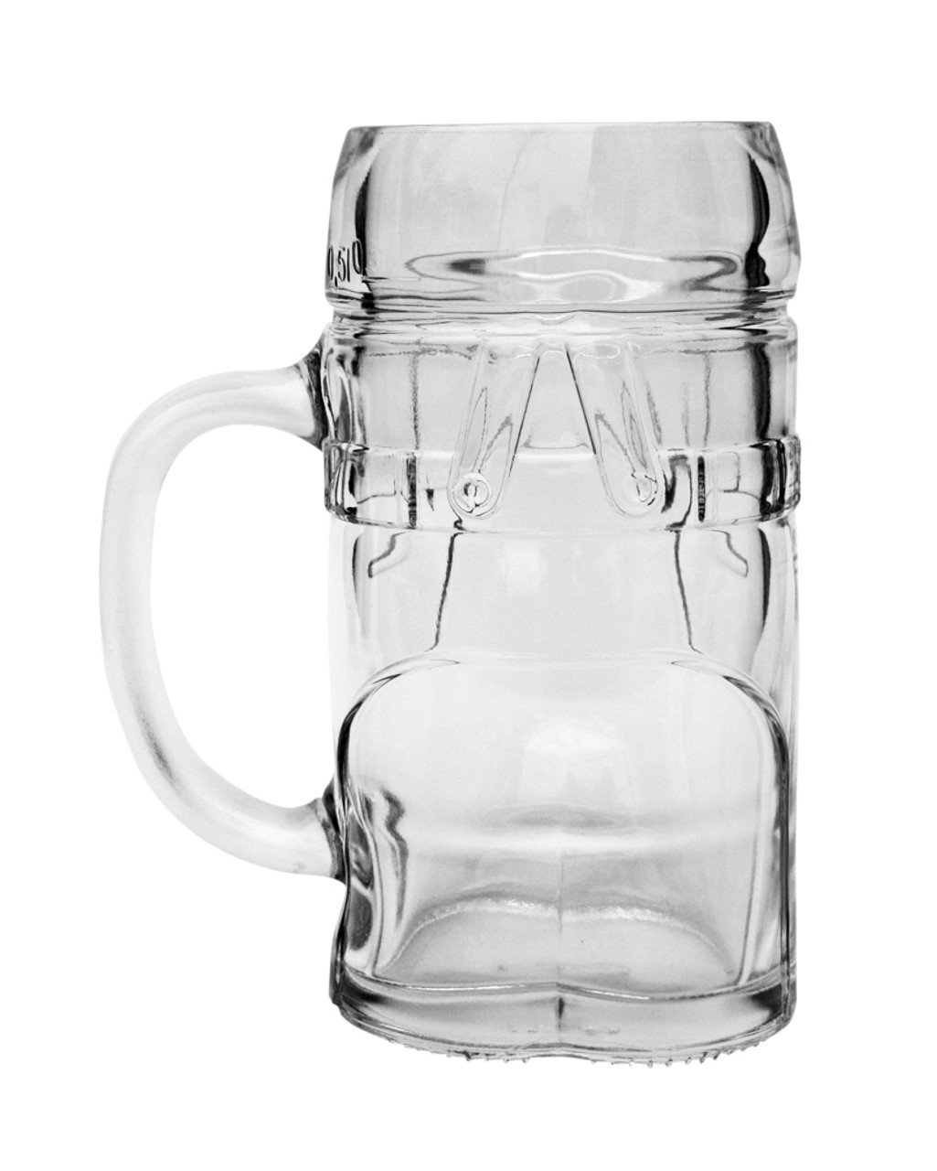 Back of Glass Lederhosen Beer Mug, 0.5L, Empty