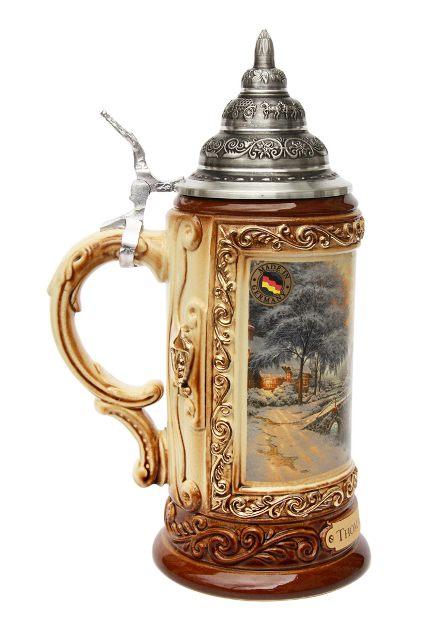 Thomas Kinkade Cobblestone Xmas Beer Stein 0.5 Liter