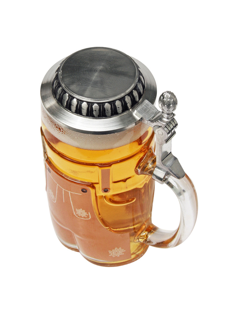 Lederhosen Glass Beer Stein 0.5 Liter - GermanSteins.com