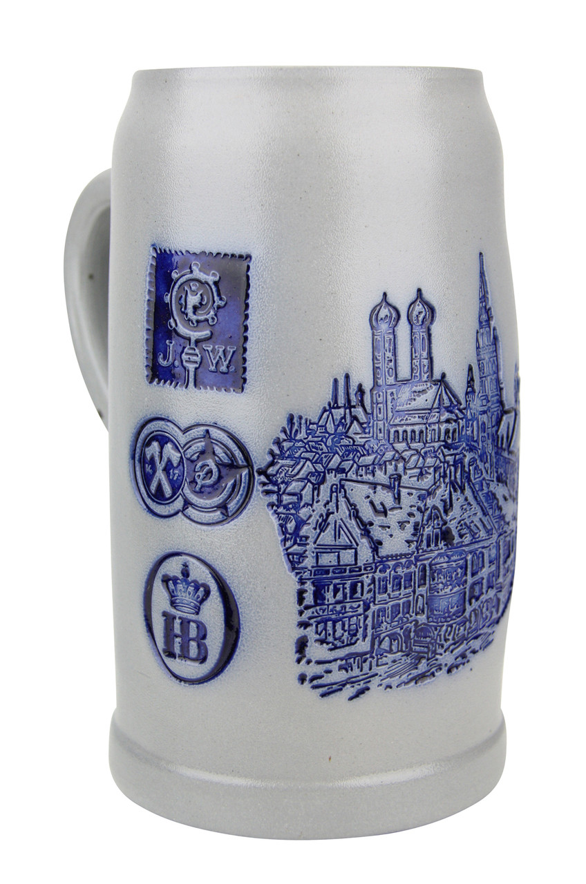 Munich Breweries 1 Liter Salt Glaze Stoneware Beer Mug