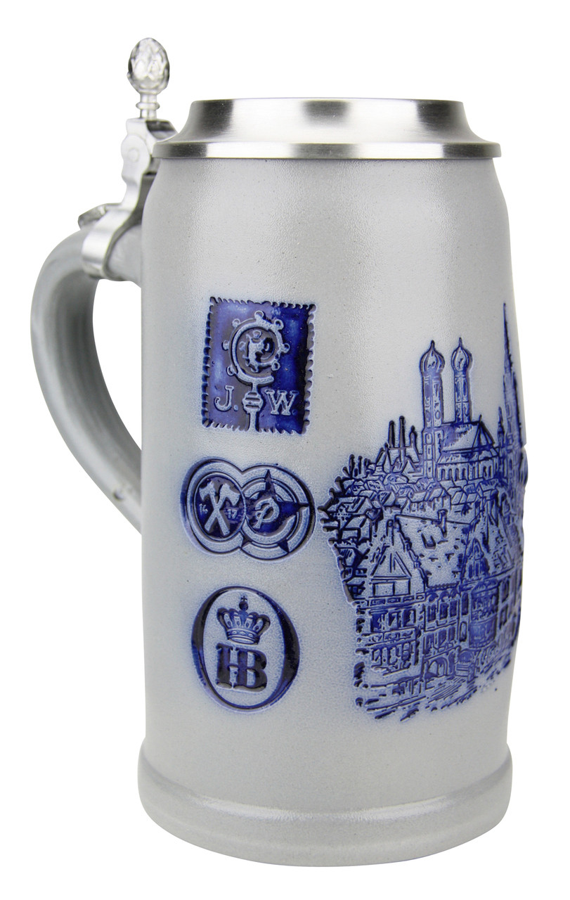 Munich Breweries 1 Liter Salt Glaze Stoneware Beer Stein