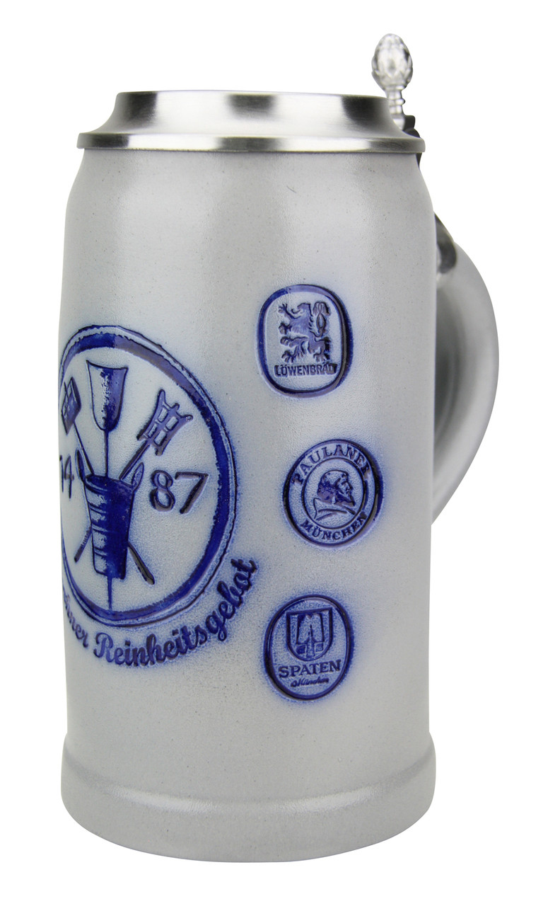 Munich Purity Law 1487 1 Liter Salt Glaze Stoneware Beer Stein