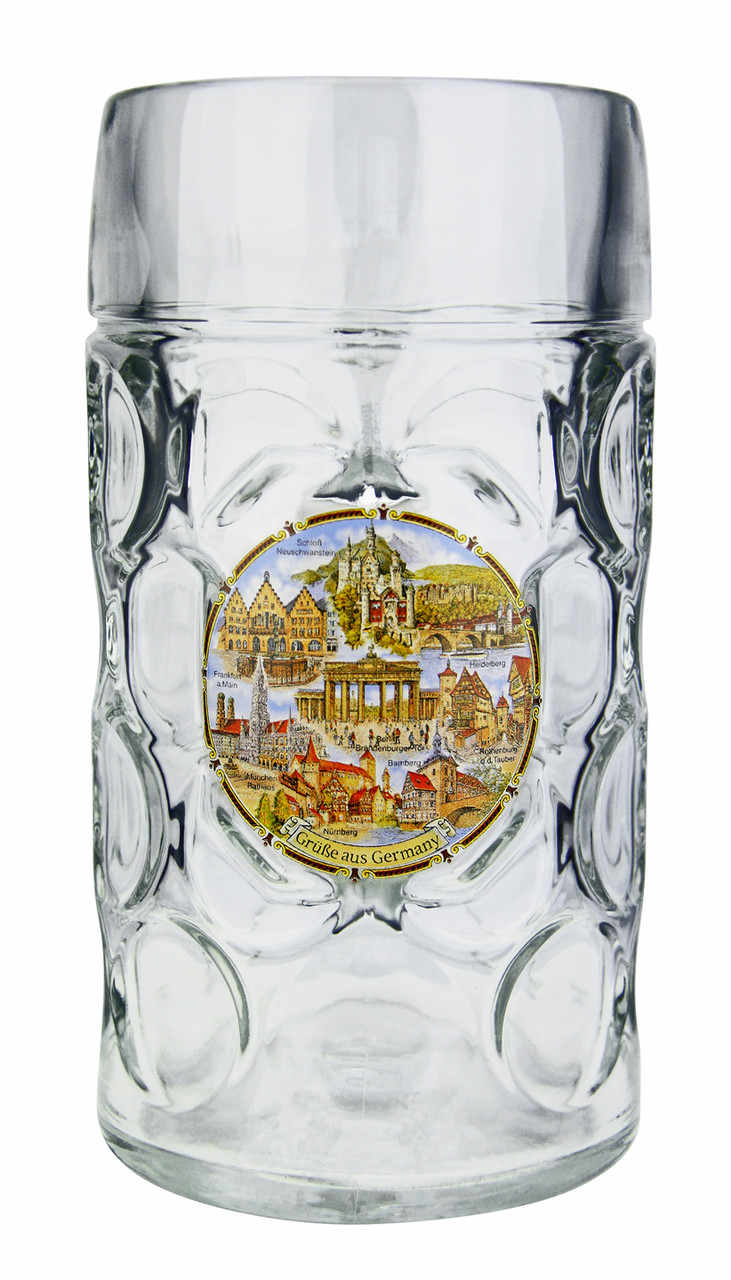 Personalized 1 Liter Beer Mug with German Landmarks