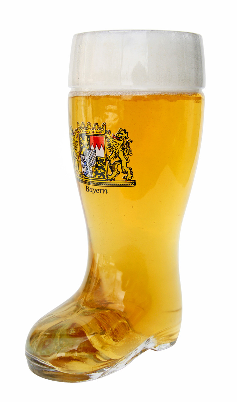Bayern Crest Glass Beer Boot 0.5 Liter