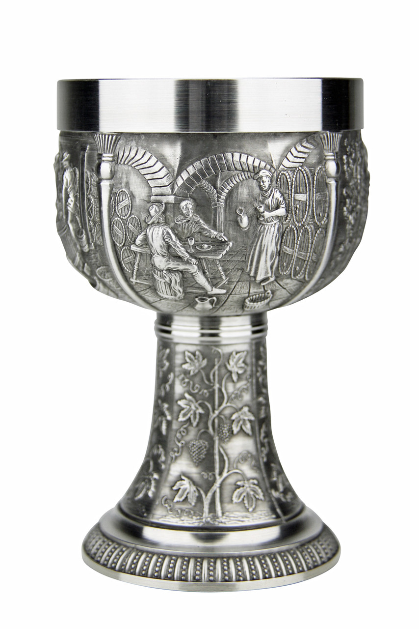 Grape Harvest Pewter Wine Chalice - GermanSteins.com