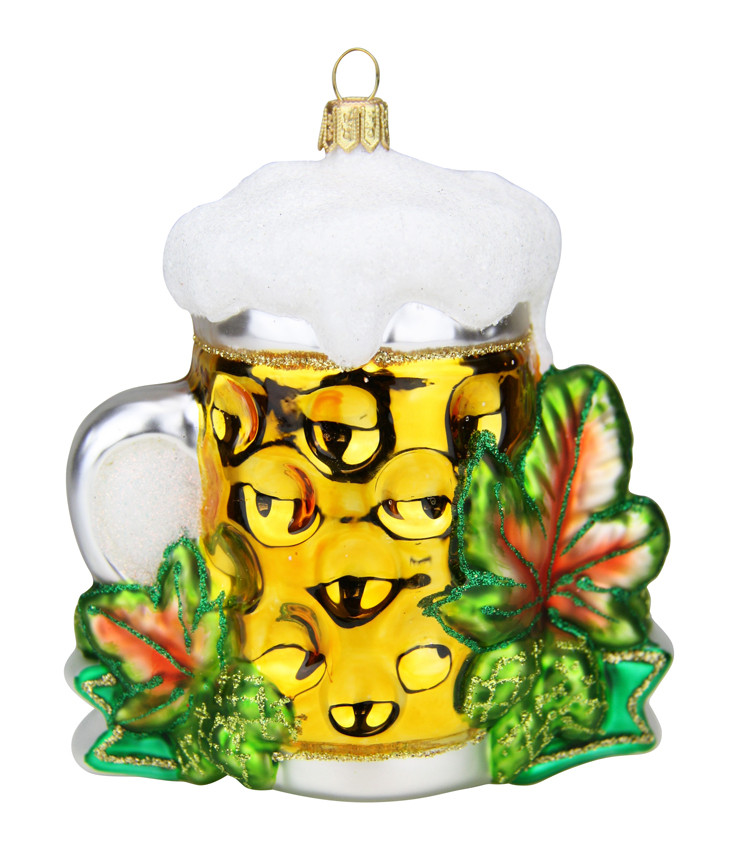 Oktoberfest Glass Christmas Ornament With Pretzel