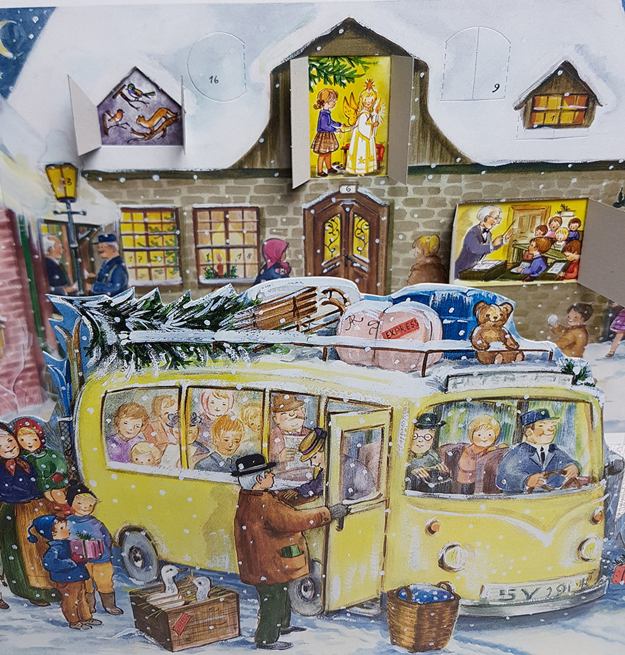 Nostalgic Mini Bus 1960s Reproduction 3D German Christmas Advent Calendar