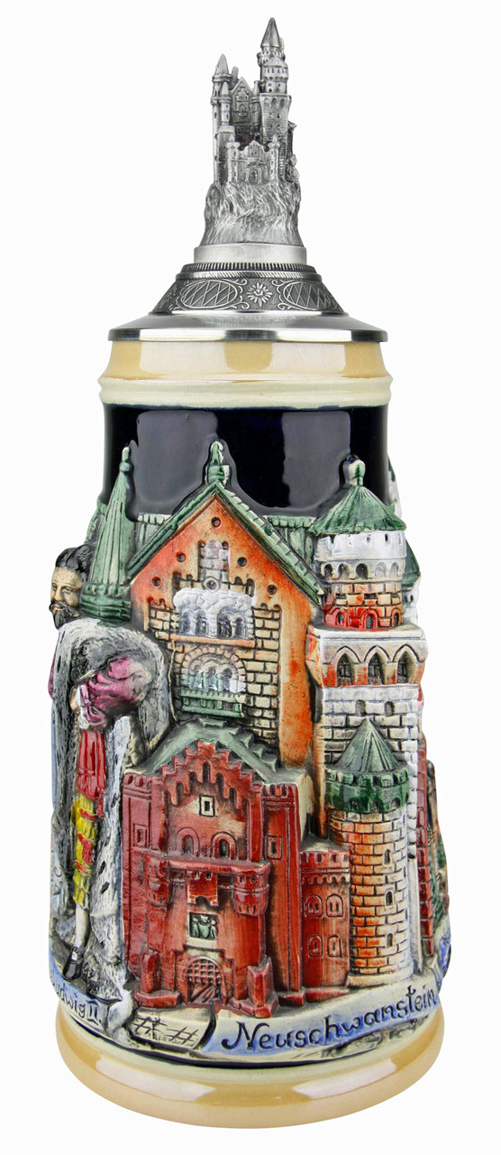 Neuschwanstein and King Ludwig Castle 3D Beer Stein with Castle Lid
