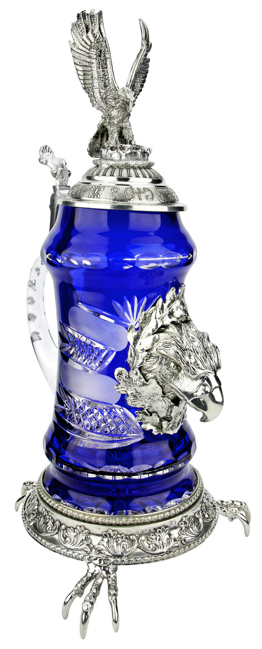 Lord of Crystal Eagle German Beer Stein Blue | 3D Eagle Lid