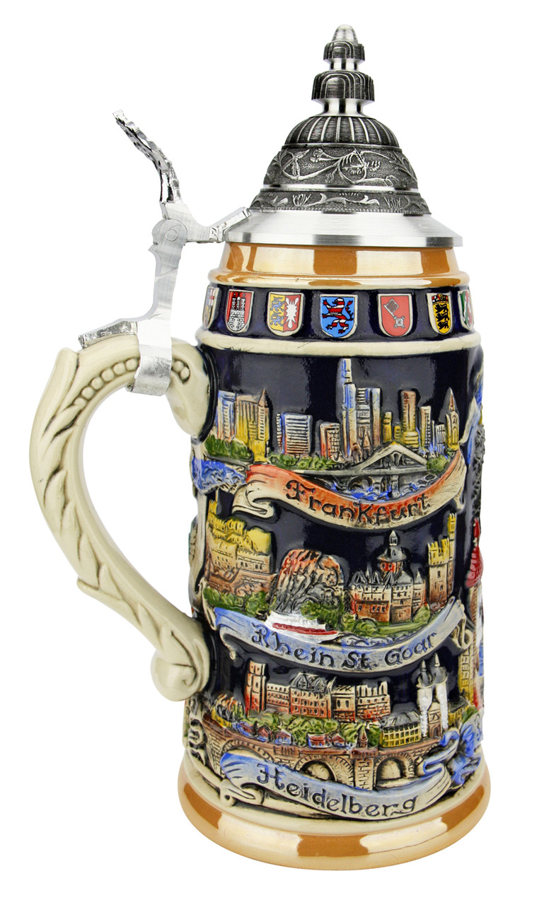 1 Liter Beer Stein Scenic Deutschland German Towns Beer Mug by E.H.G 