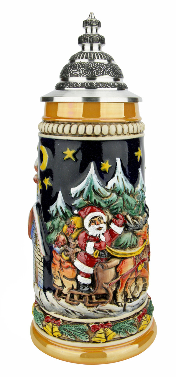 Santa-Themed Christmas Beer Stein: Authentic German Gifts