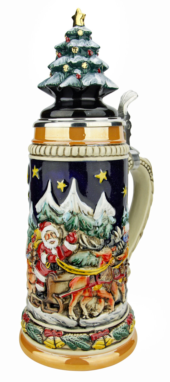 Christmas Beer Stein with Christmas Tree Lid: Zoeller & Born
