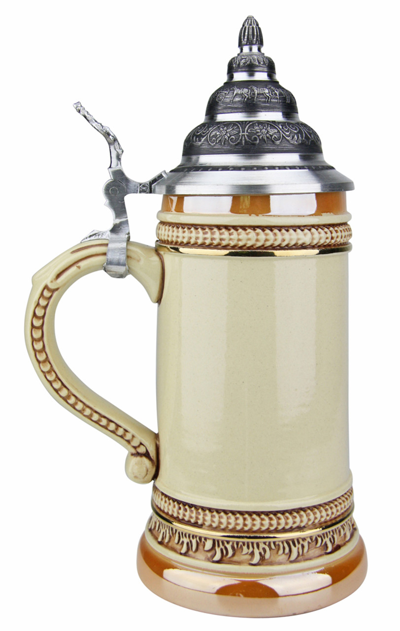 Gold Multi Color Glaze Beer Stein with Gold Accents