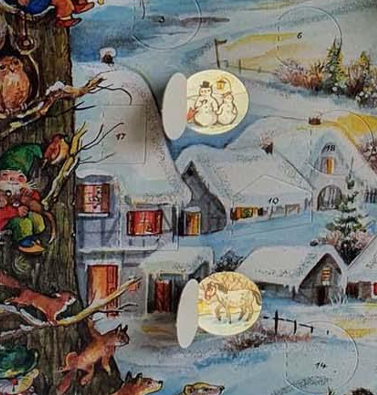 Winter Village with Gnomes German Paper Advent Calendar 