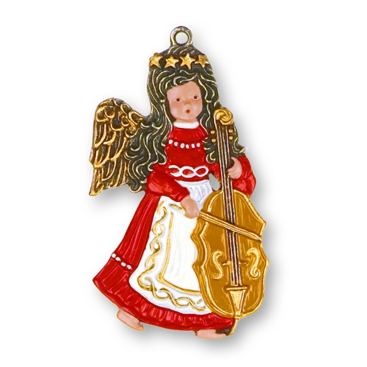 Christmas Angel with Cello German Pewter Christmas Ornament