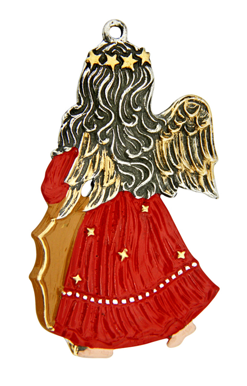 Christmas Angel with Cello German Pewter Christmas Ornament
