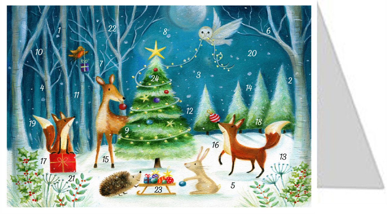 Nordic Christmas Tree Trimming German Advent Calendar Christmas Card