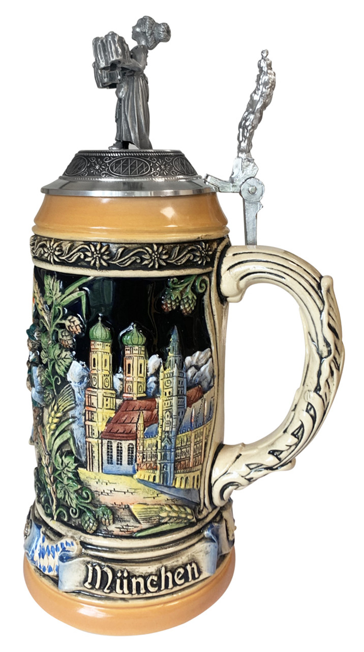Official Munich Oktoberfest Relief Stein 2025 Beer Maiden Lid
