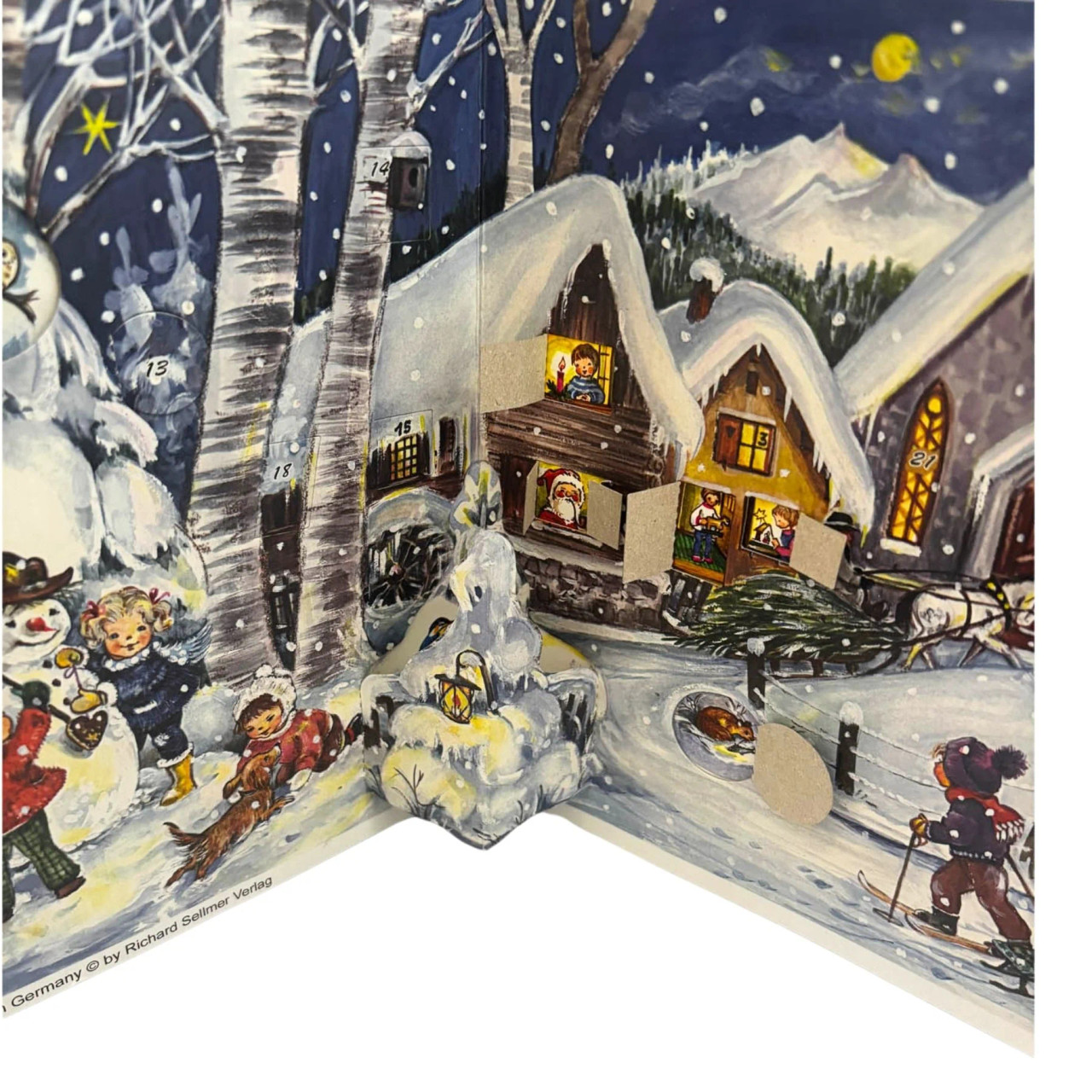 Snowy Village 1960 Reproduction 3D German Christmas Advent Calendar