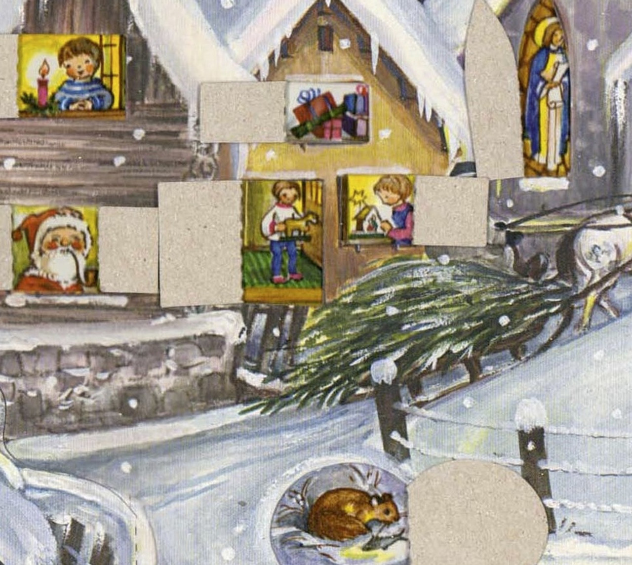 Snowy Village 1960 Reproduction 3D German Christmas Advent Calendar