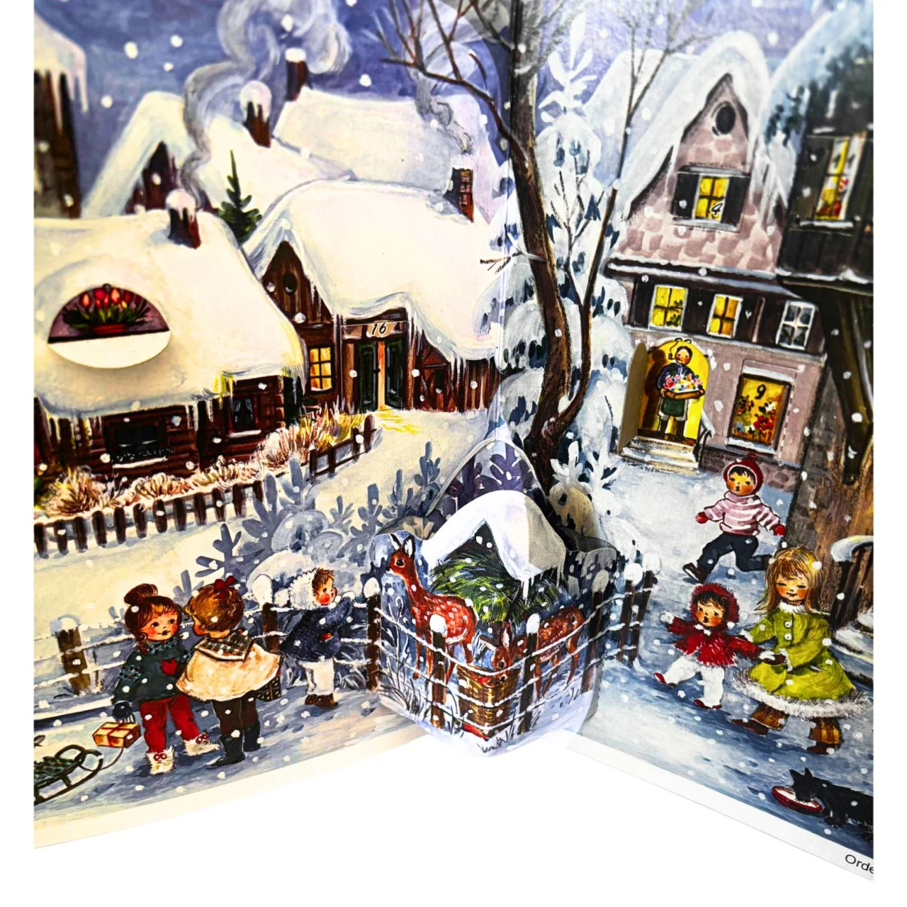 Snowy Village 1960 Reproduction 3D German Christmas Advent Calendar