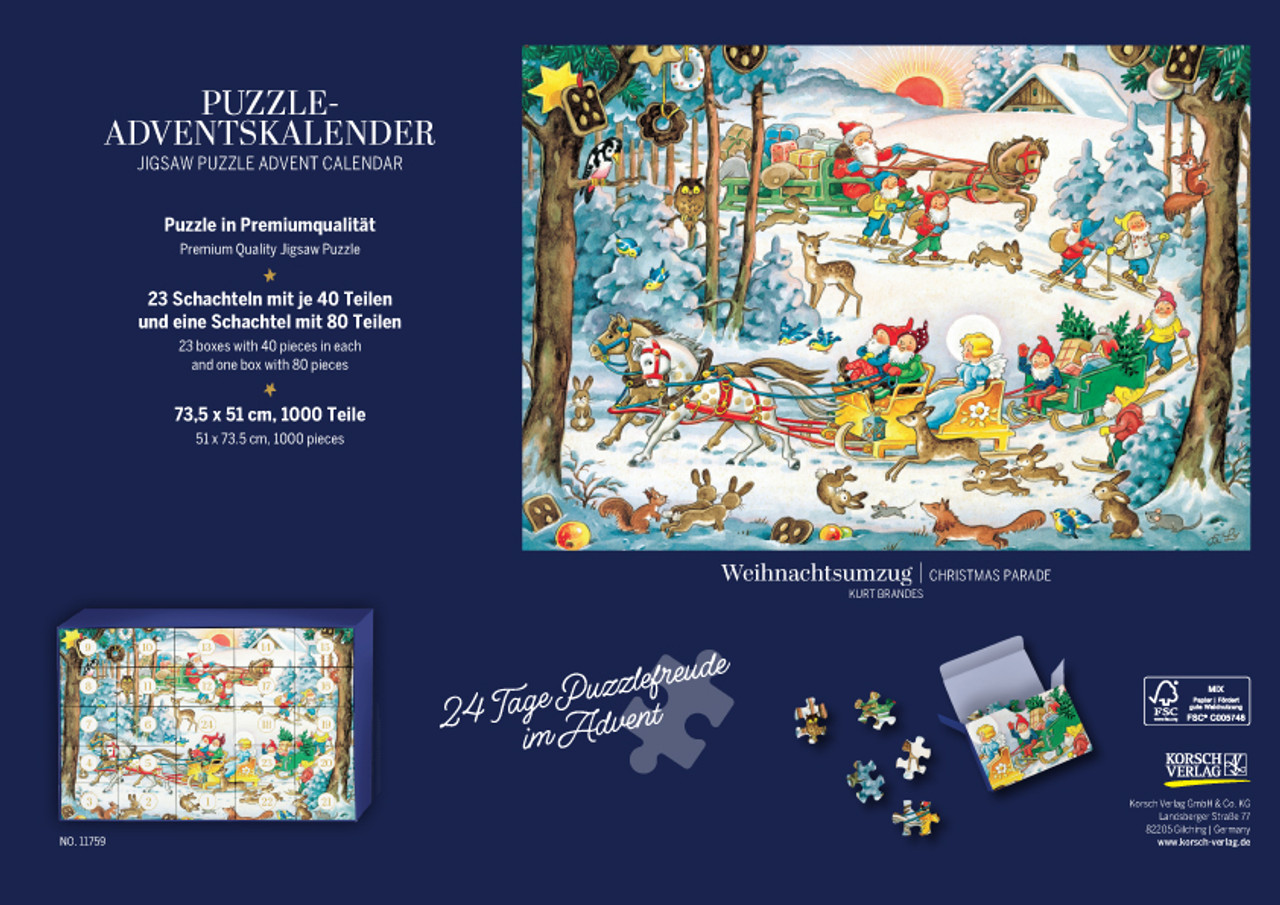 Santas Sunrise Sleigh Ride Puzzle German Christmas Advent Calendar