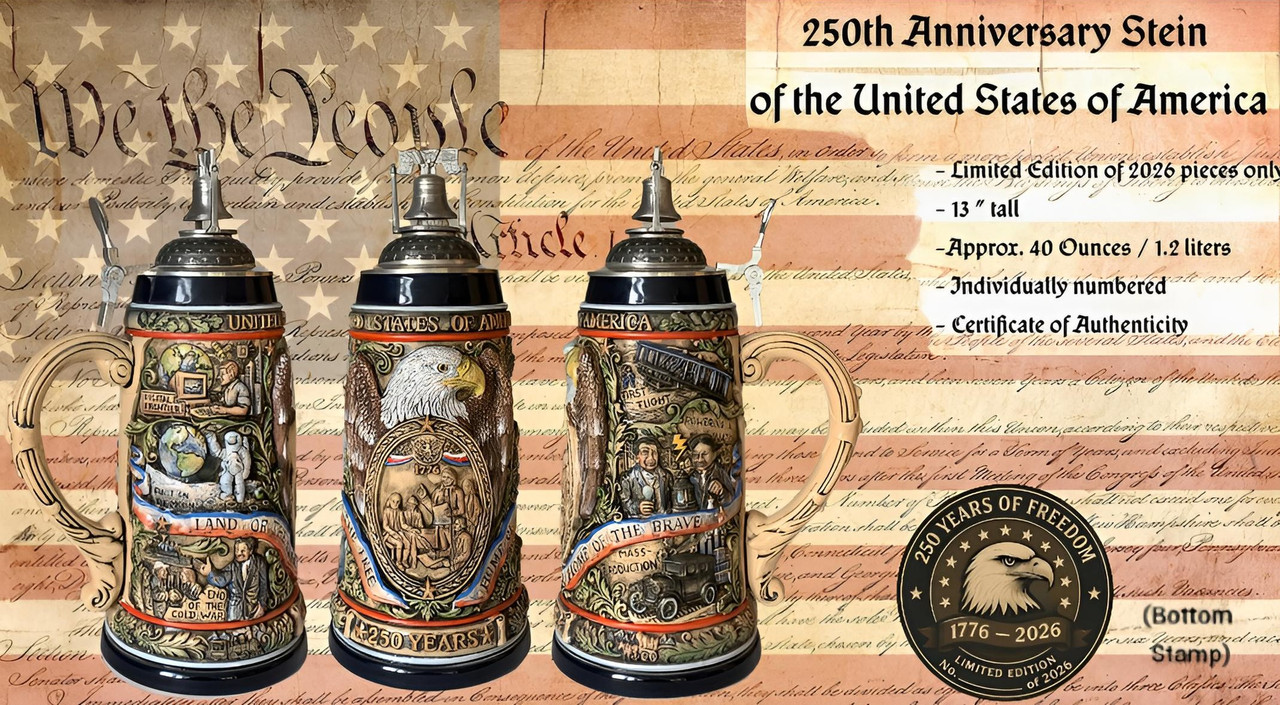 250th USA Anniversary Commemorative Beer Stein with Liberty Bell Lid | Exclusive Item