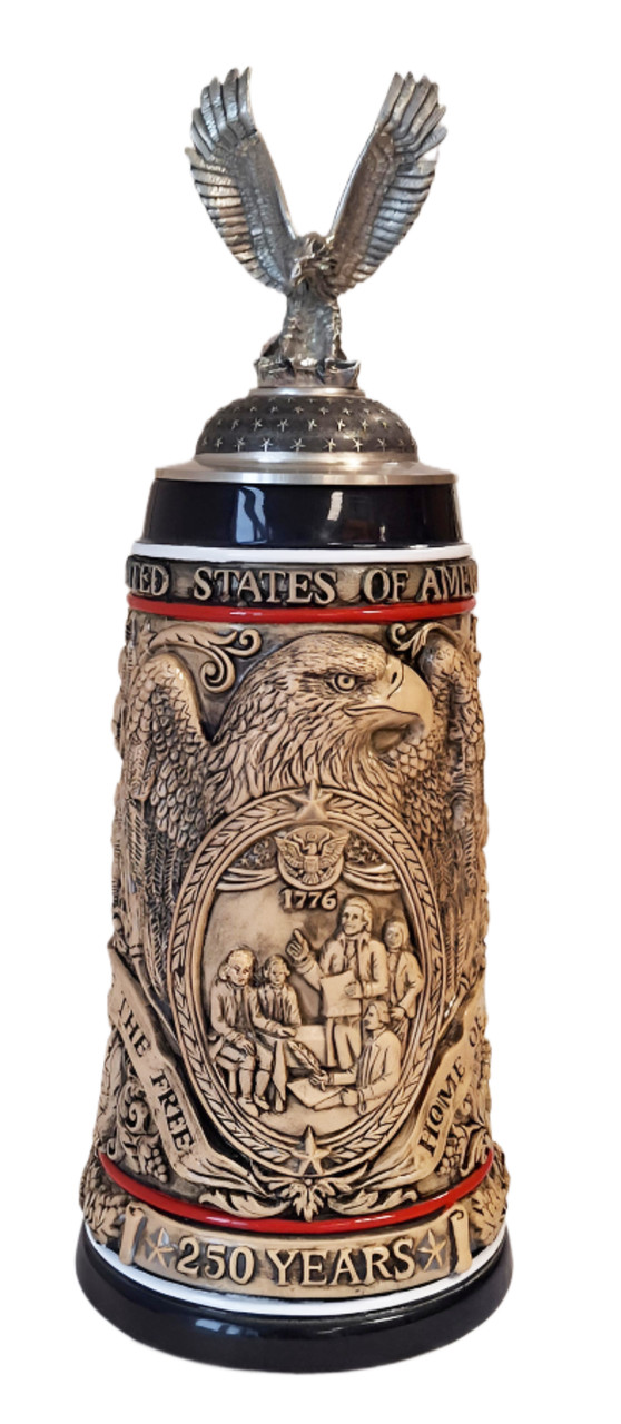 250th USA Anniversary Commemorative Beer Stein Rustic with with Flying Eagle Lid