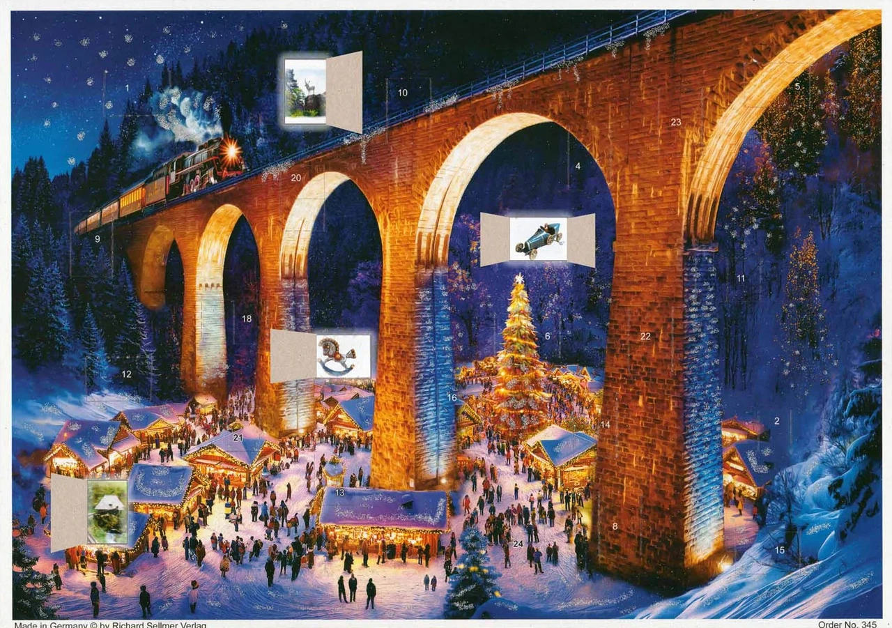 Black Forest Christmas Market with Train German Advent Christmas Calendar