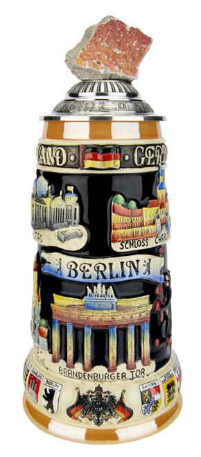 Authentic Ceramic Beer Stein with Real Piece of Berlin Wall