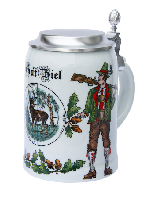 German Hunter Porcelain Beer Stein