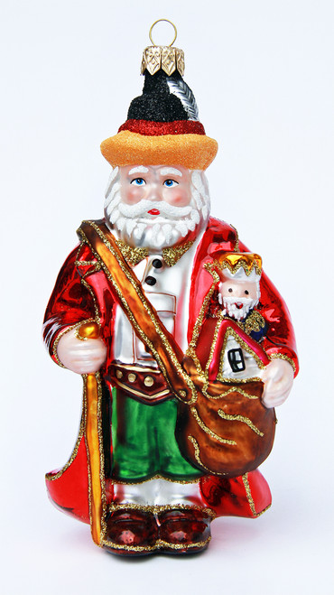 Traditional Santa Glass German Xmas Ornament