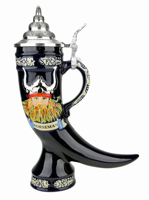 GuoShuang Wikinger-Schiff Bierkrug – 600 Ml, Handbemalt Mit Edelstahleinsatz Für Kaffee, Tee Oder Bier
