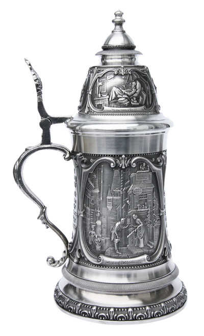 Painter Carl Spitzweg Pewter Beer Stein