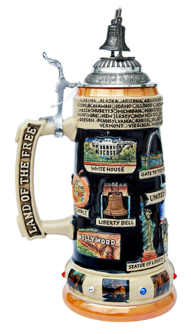 United States Panorama Beer Stein with Liberty Bell Lid