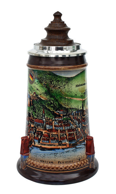 Old Heidelberg Beer Stein with Wood Lid