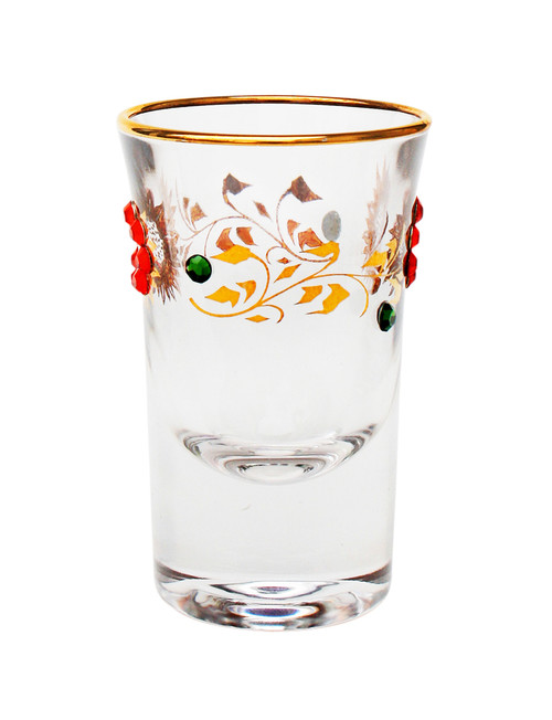 Flowers and Vines with Crystal Rhinestone Shot Glass
