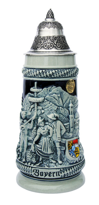 Joyful Heart Traditional Beer Stein Cobalt - GermanSteins.com