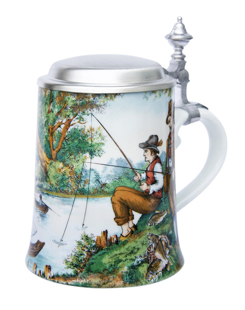 Fisherman Porcelain Beer Stein