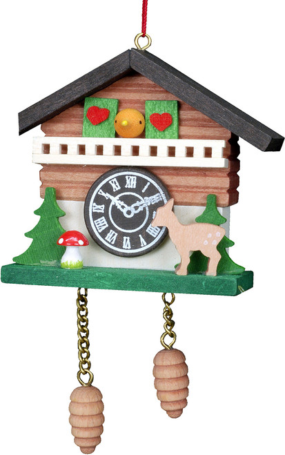 Cuckoo Clock Christmas Ornament with Deer & Trees