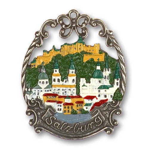 Salzburg Cityscape Pewter Christmas Tree Ornament 