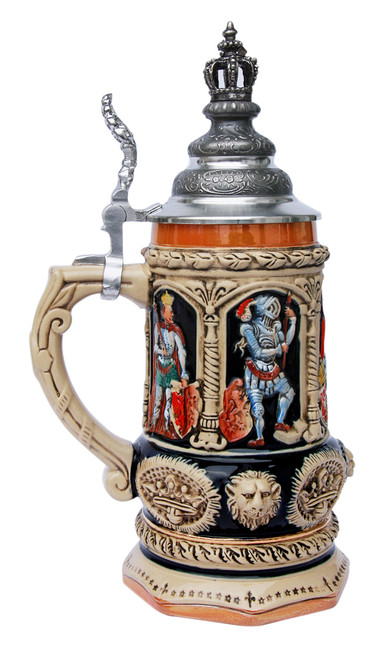 Medieval Holy Roman Emperor Beer Stein with Crown Lid