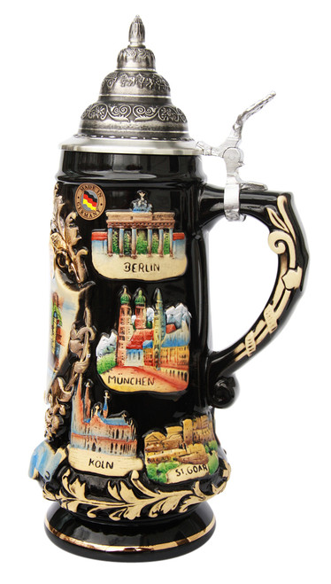 Hand Painted Heidelberg Beer Stein, .75 Liter