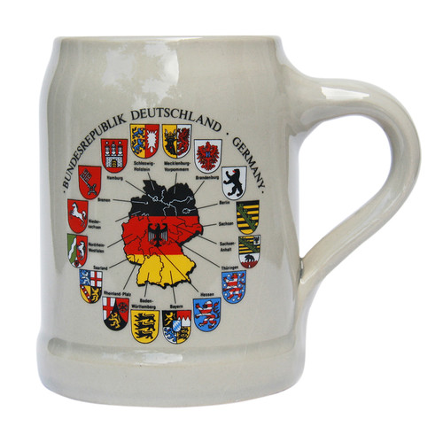 Deutschland Map German Stoneware Beer Mug 0.5 Liter