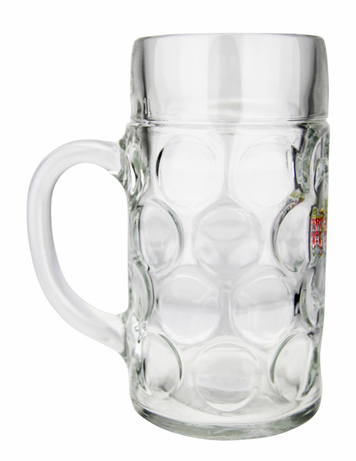 Dimpled Oktoberfest Glass Beer Mug with Handle