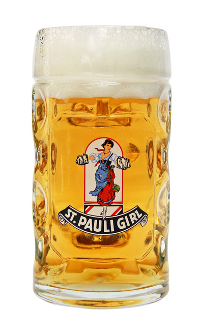 Personalized 0.5 Liter Beer Glass with Traditional St Pauli Girl Logo